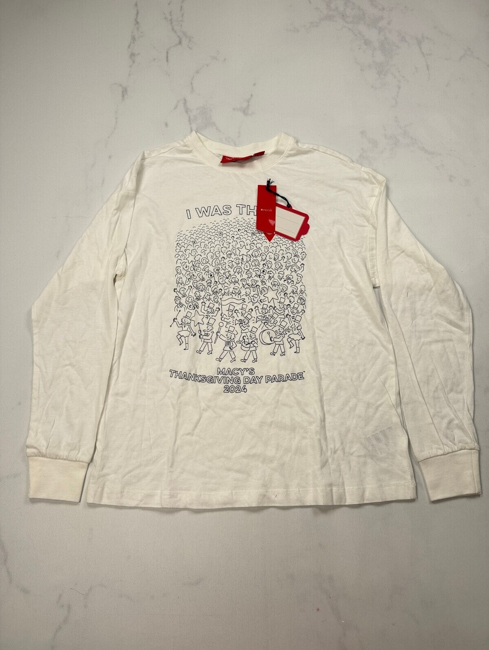 Macy's Graphic T Shirt White Modern Statement Piece - Mens XS